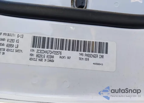 2013 Dodge Charger Police z USA, uszkodzony, nr VIN 2C3CDXAG7DH722576